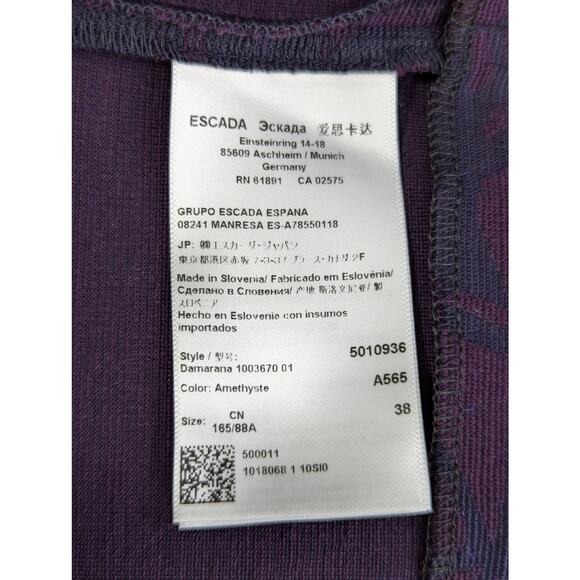 ESCADA! 2 PIECE VIOLET & BLACK ZIPPER ACCENTED DRESS & JACKET SUIT SET! SZ 8, 38 - Picture 11 of 14